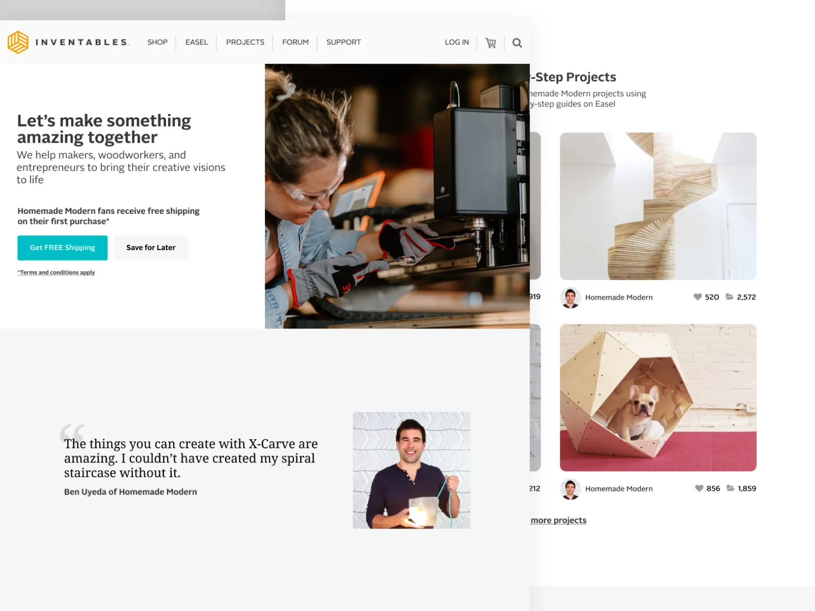 Screenshot of old and new landing page redesign