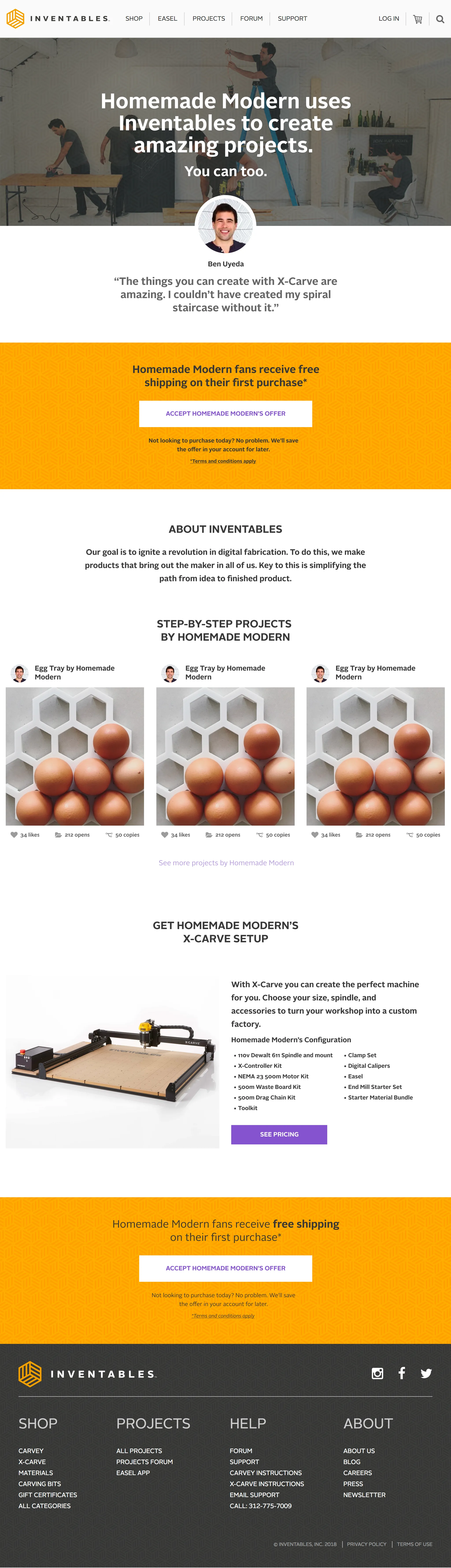 Original Design of Landing Page