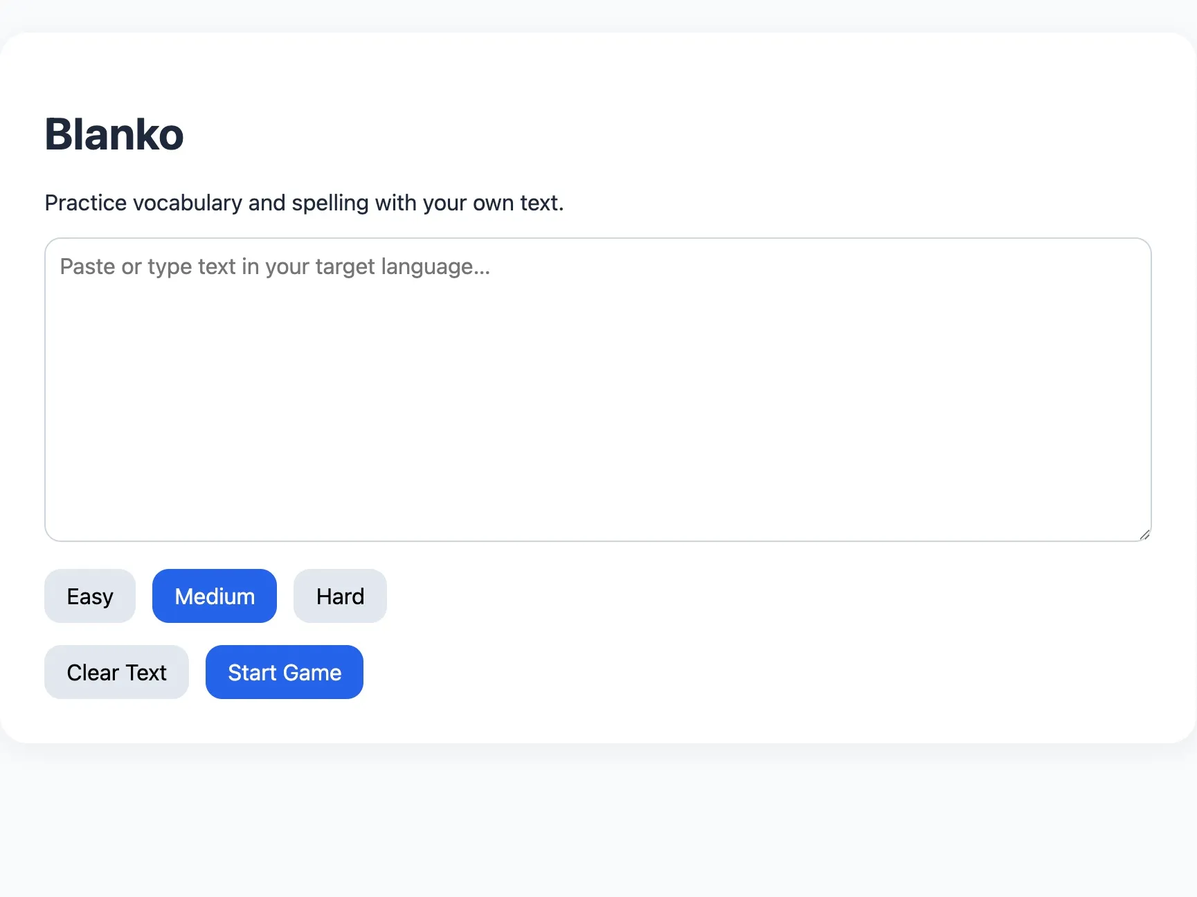 Screenshot: Blanko built with ChatGPT